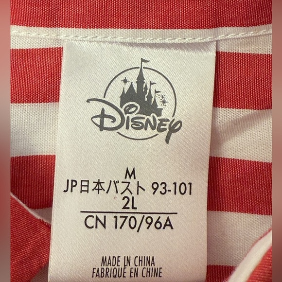 Disney Dumbo Live Action Striped Button-Up Shirt XL Red White Elephant 100%Cottn - Picture 8 of 13